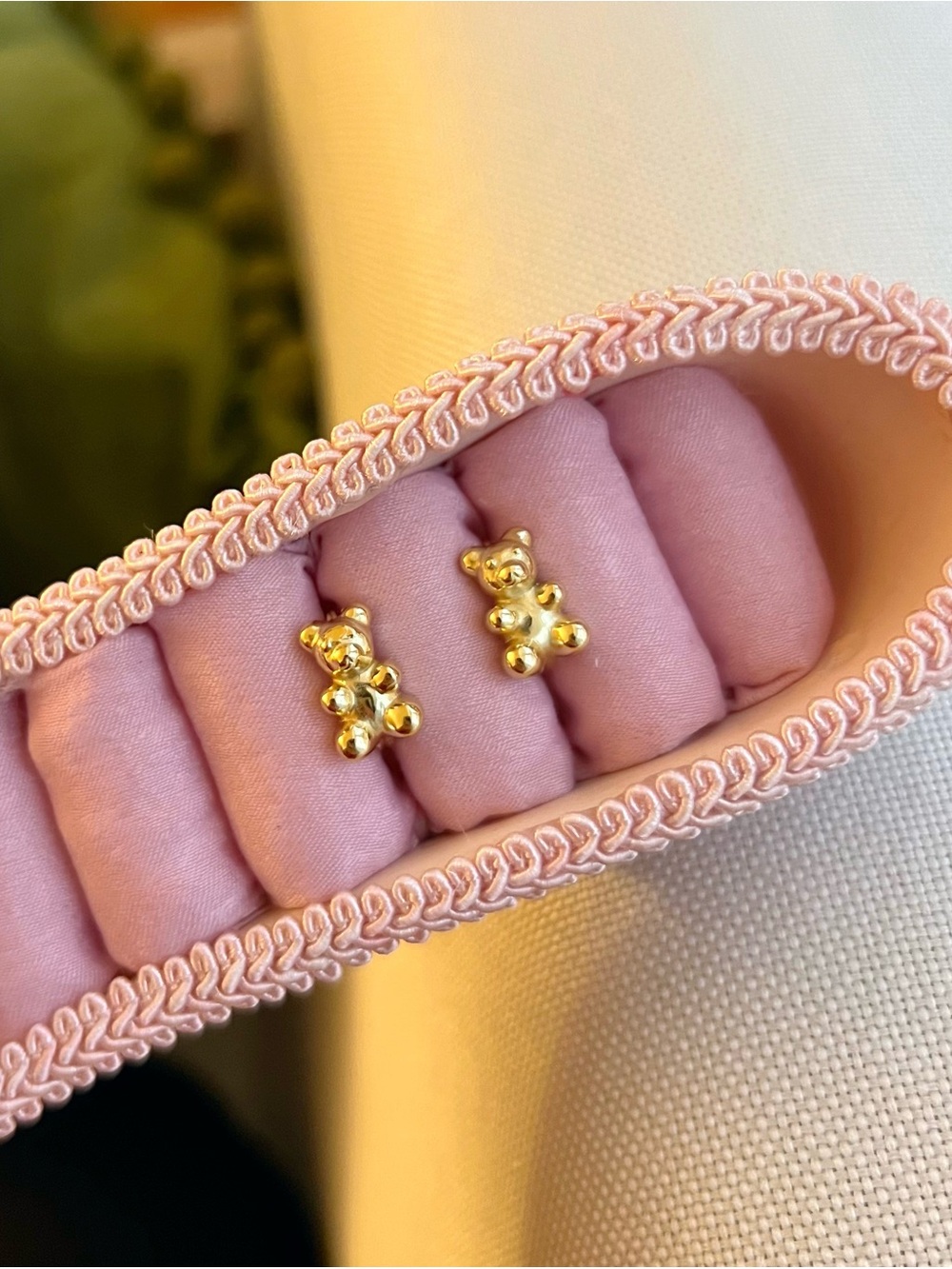 Gold Teddy Bear Stud Earrings - Classic Gold Plated Girls' Studs